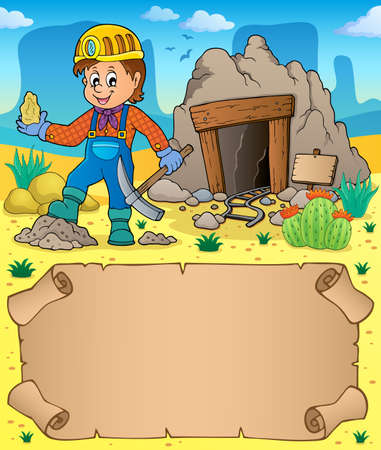 Small parchment with mining thematics - eps10 vector illustration.のイラスト素材