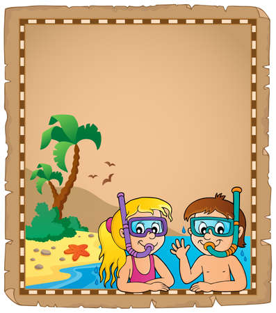 Children snorkel divers parchment 2 - eps10 vector illustration.のイラスト素材