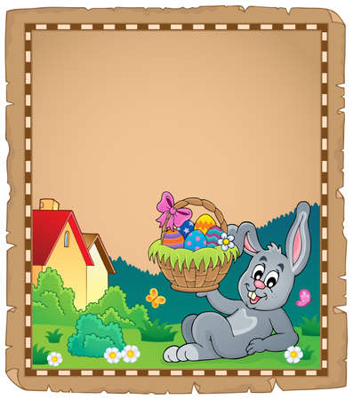 Parchment with Easter bunny topic 2 - eps10 vector illustration.のイラスト素材