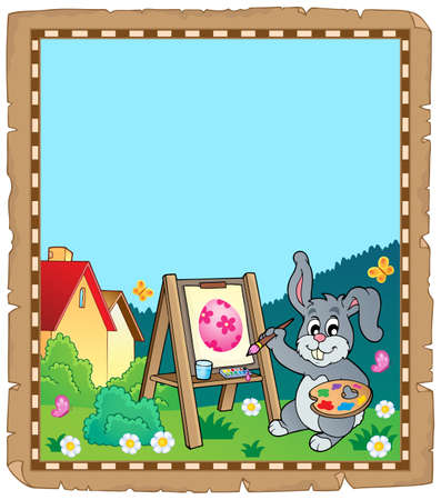 Parchment with Easter bunny painterのイラスト素材