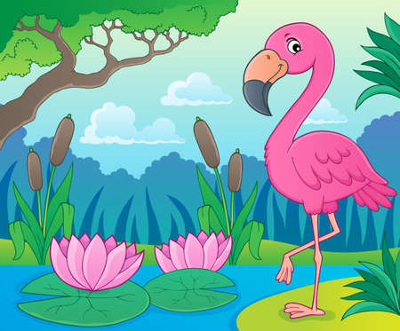 Flamingo topic image 4 - eps10 vector illustration.のイラスト素材
