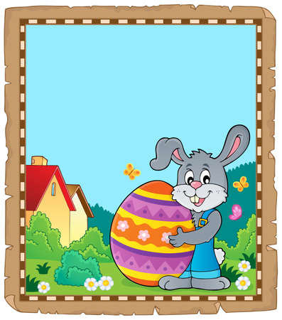 Parchment with Easter bunny topic 6 - eps10 vector illustration.のイラスト素材