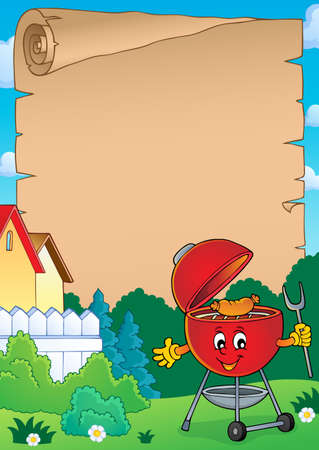 Barbeque theme parchment 3 - eps10 vector illustration.のイラスト素材