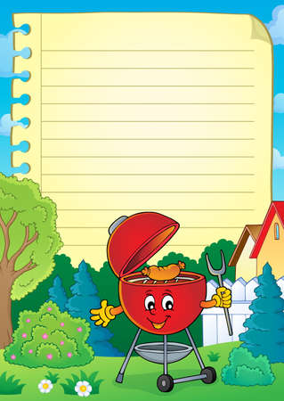Lined paper with barbeque theme 3 - eps10 vector illustration.のイラスト素材