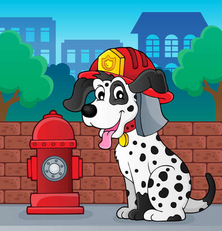 Firefighter dog theme 2 - eps10 vector illustration.のイラスト素材