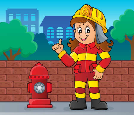 Firefighter woman image 2 - eps10 vector illustration.のイラスト素材