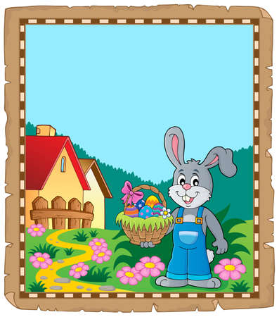 Parchment with Easter bunny topic 9 - eps10 vector illustration.のイラスト素材