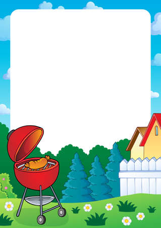 Barbeque topic frame 1 - eps10 vector illustration.のイラスト素材