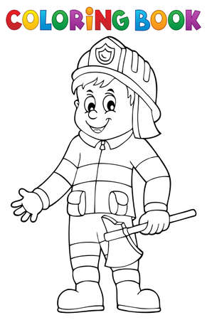 Coloring book firefighter man 1 - eps10 vector illustration.のイラスト素材