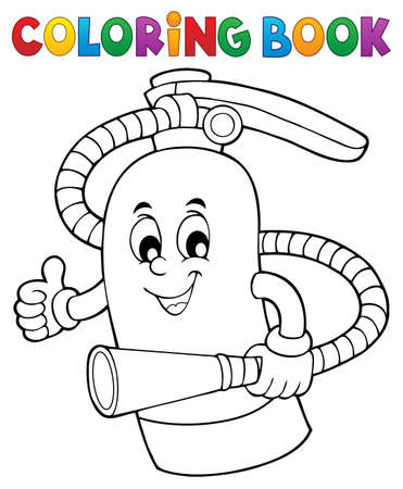 Coloring book fire extinguisher topic 1 - eps10 vector illustration.のイラスト素材