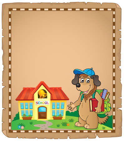 School dog theme parchment 1 - eps10 vector illustration.のイラスト素材