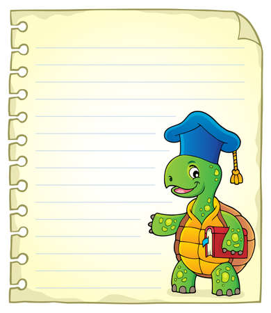Notepad page with turtle teacher - eps10 vector illustration.のイラスト素材