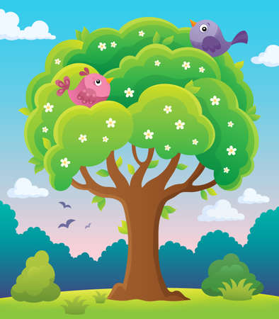 Springtime tree topic image 5 - eps10 vector illustration.のイラスト素材
