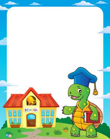 Turtle teacher theme frame 1 - eps10 vector illustration.のイラスト素材