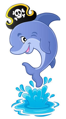 Pirate dolphin theme image 1 - eps10 vector illustration.のイラスト素材
