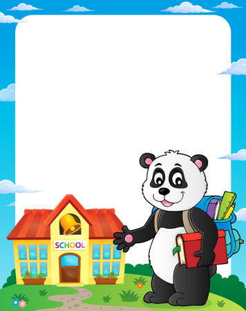 School panda theme frame 1 - eps10 vector illustration.のイラスト素材