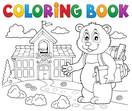 Coloring book school panda theme 2 - eps10 vector illustration.のイラスト素材
