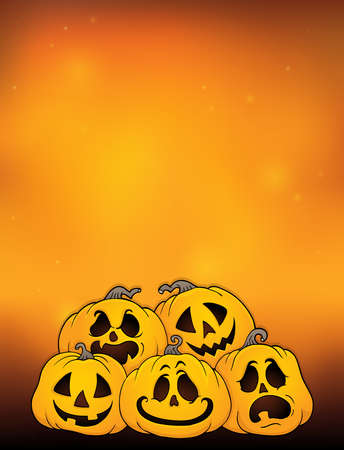 Pile of Halloween pumpkins theme 4 - eps10 vector illustration.のイラスト素材