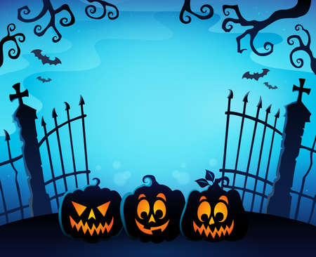 Cemetery gate silhouette topic 1 - eps10 vector illustration.のイラスト素材