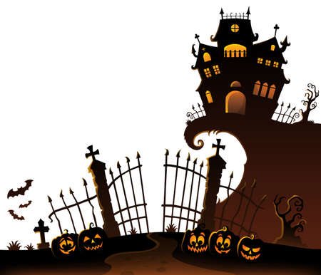 Halloween house silhouette theme 6 - eps10 vector illustration.のイラスト素材