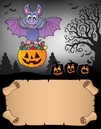 Small parchment and Halloween bat 2 - eps10 vector illustration.のイラスト素材