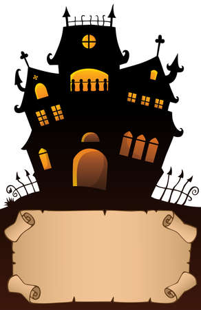Small parchment and haunted mansion 4 - eps10 vector illustration.のイラスト素材