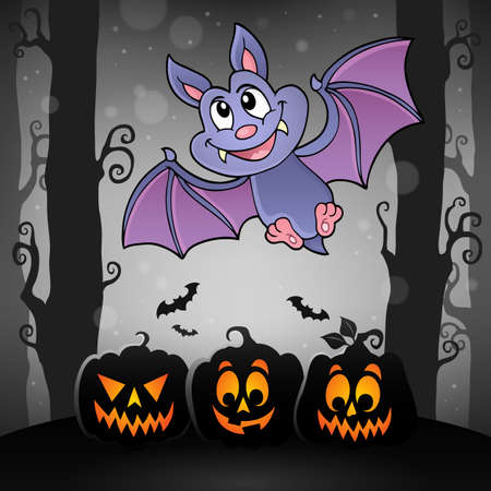 Cartoon bat topic image 3 - eps10 vector illustration.のイラスト素材