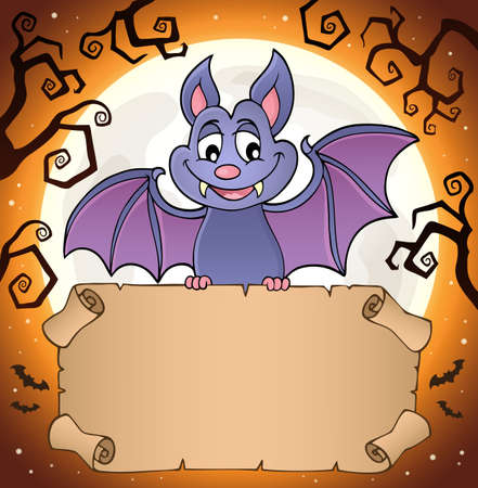 Bat holding parchment image 2 - eps10 vector illustration.のイラスト素材
