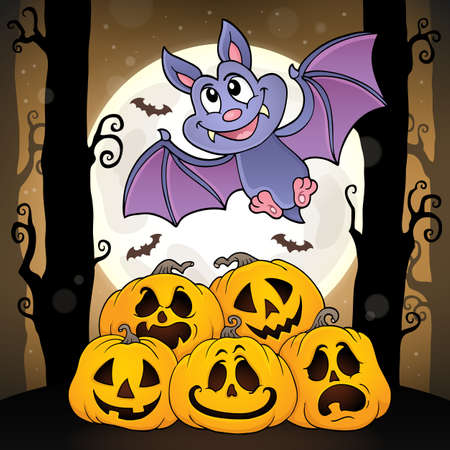 Cartoon bat topic image 4 - eps10 vector illustration.のイラスト素材