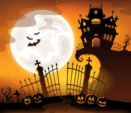 Halloween house silhouette theme 5 - eps10 vector illustration.のイラスト素材