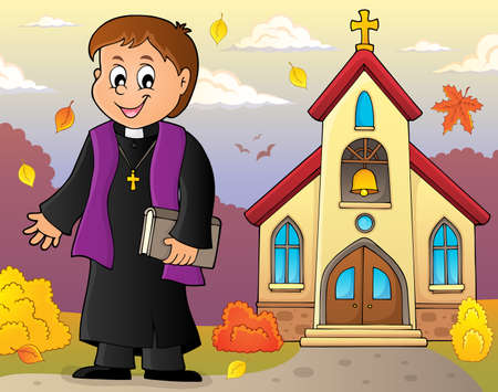 Young priest topic image 4 - eps10 vector illustration.のイラスト素材