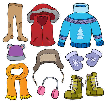 Winter clothes topic set 2 - eps10 vector illustration.のイラスト素材