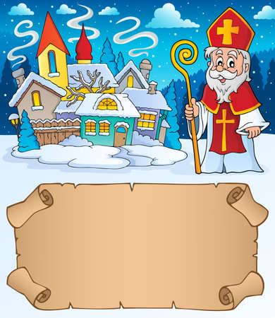 Small parchment and Saint Nicholas 1 - eps10 vector illustration.のイラスト素材