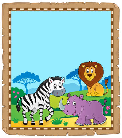Parchment with African animals 6 - eps10 vector illustration.のイラスト素材