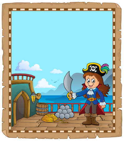 Pirate ship deck topic parchment 3 - eps10 vector illustration.のイラスト素材