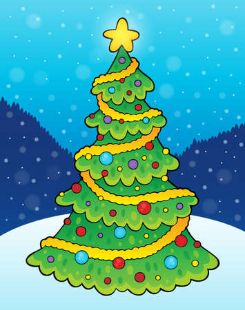 Christmas tree theme 8 - eps10 vector illustration.のイラスト素材