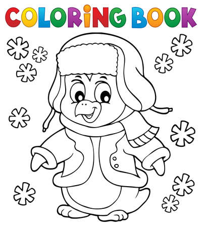 Coloring book winter penguin topic 1 - eps10 vector illustration.のイラスト素材