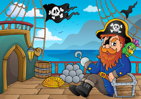 Pirate ship deck thematics 1 - eps10 vector illustration.のイラスト素材