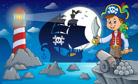 Night pirate scenery 7 - eps10 vector illustration.のイラスト素材