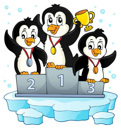 Penguin winners theme image 2 - eps10 vector illustration.のイラスト素材