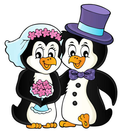 Penguin wedding theme image 1 - eps10 vector illustration.のイラスト素材