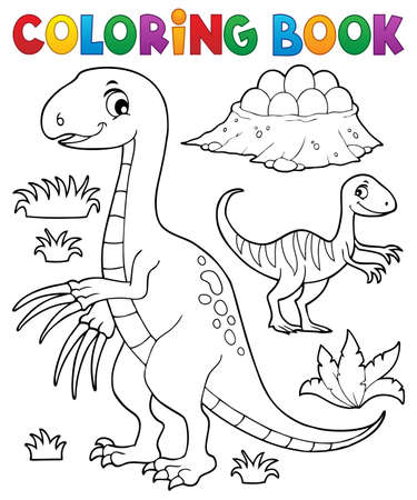Coloring book dinosaur subject image 3 - eps10 vector illustration.のイラスト素材