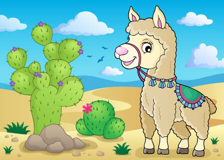 Llama theme image 1 - eps10 vector illustration.のイラスト素材