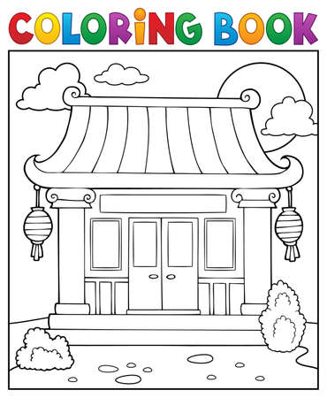 Coloring book Chinese temple theme 1 - eps10 vector illustration.のイラスト素材
