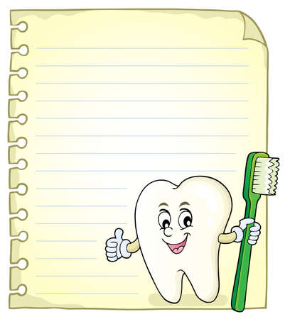 Notepad page with happy tooth - eps10 vector illustration.のイラスト素材