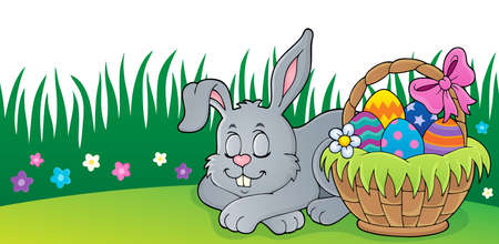 Sleeping Easter bunny theme image 2 - eps10 vector illustration.のイラスト素材