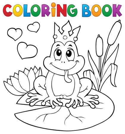 Coloring book frog with crown - eps10 vector illustration.のイラスト素材