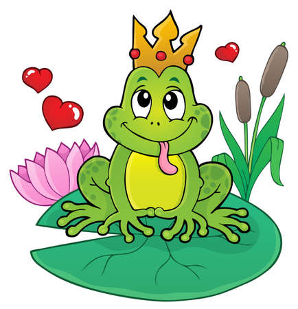 Frog with crown theme image 2 - eps10 vector illustration.のイラスト素材