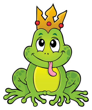 Frog with crown theme image 1 - eps10 vector illustration.のイラスト素材