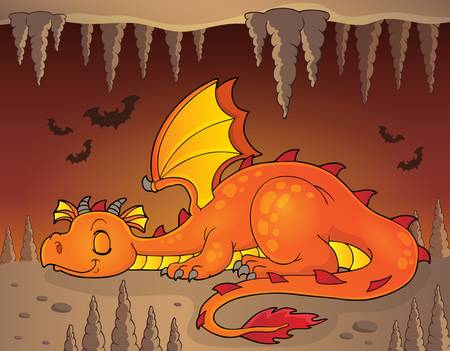 Sleeping dragon theme image 3 - eps10 vector illustration.のイラスト素材